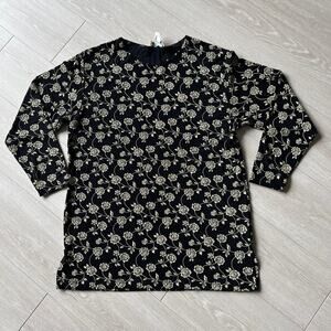 Vintage Frazier Lawrence Top Womens Medium Black Floral Made in US